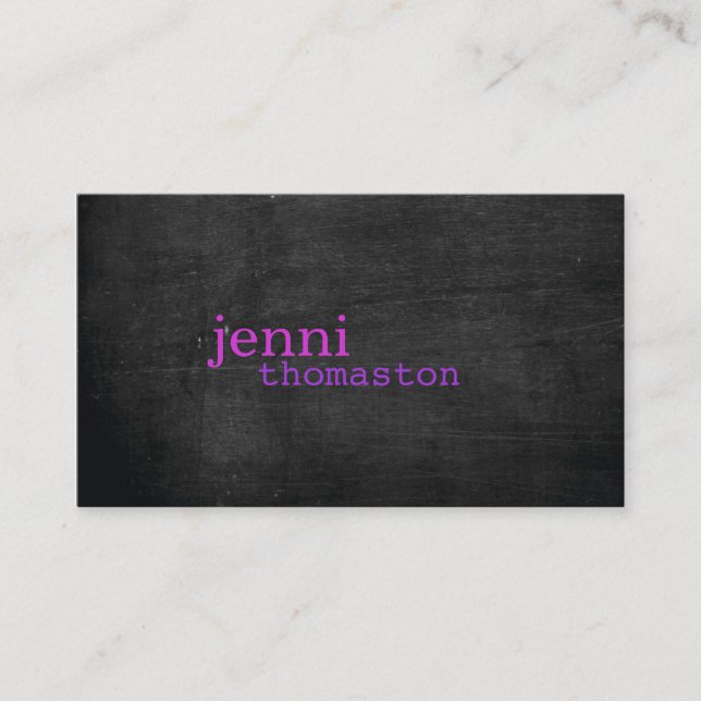 Black Wood Lila Typografy Business Card Visitenkarte (Vorderseite)