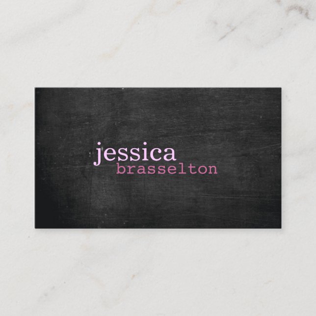 Black Wood Pink Typografy Business Card Visitenkarte (Vorderseite)