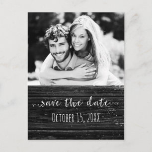 Black Wood SAVE THE DATE Glam Rustic Wedding Foto Ankündigungspostkarte
