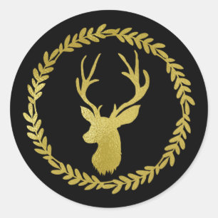 Black Wreath Gold Death Weihnachten Runder Aufkleber