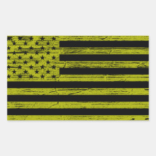 Black & Yellow American USA Flag Grunge Stickers