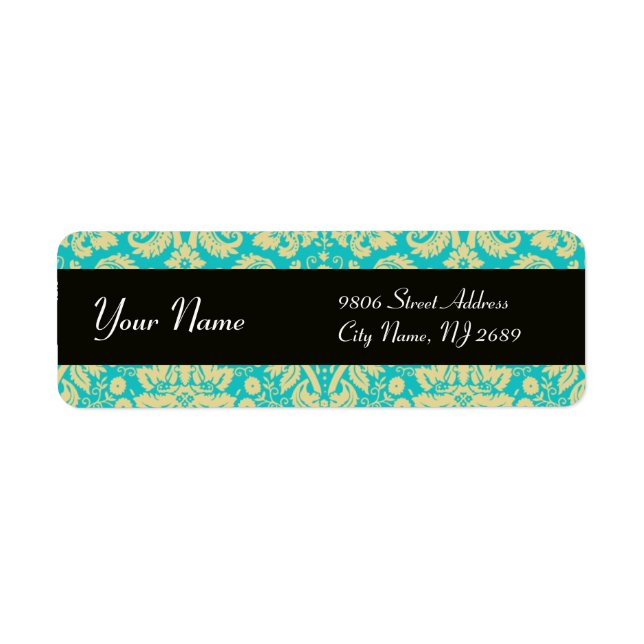 BLACK YELLOW AQUA BLUE AQUAMARIN DAMASK (Vorne)
