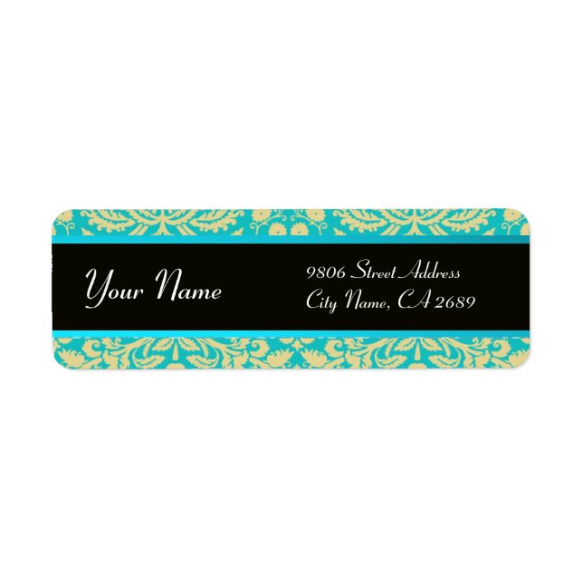 BLACK YELLOW AQUA BLUE AQUAMARIN DAMASK (Vorne)