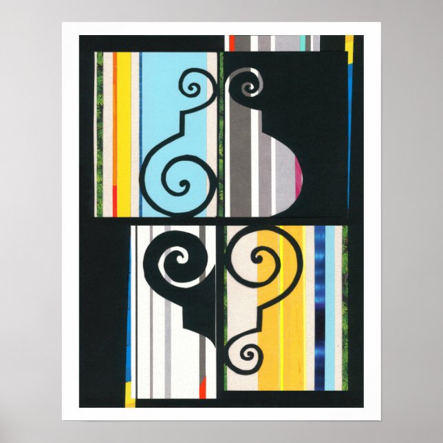 Black Yellow Blue HAVANA Night Collage Poster (Vorne)