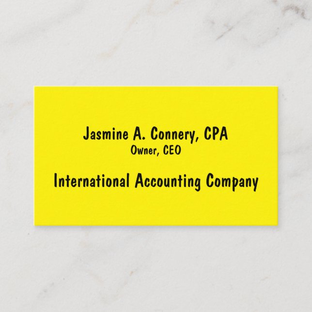 Black Yellow Business Card Visitenkarte (Vorderseite)