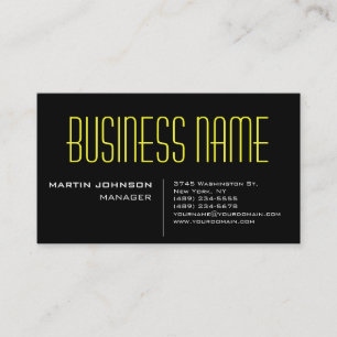 Black Yellow Charming Manager Business Card Visitenkarte