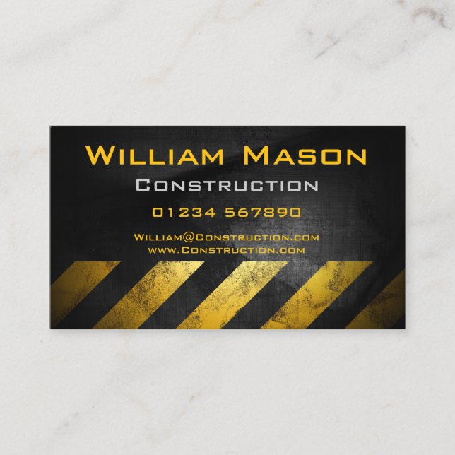 Black Yellow Chevrons Business Card Visitenkarte (Vorderseite)