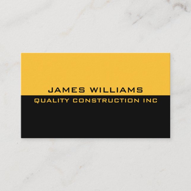 Black Yellow Construction Business Card Visitenkarte (Vorderseite)