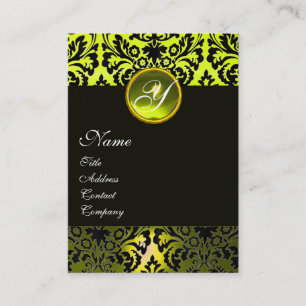 BLACK YELLOW DAMASK MONOGRAMM ,Topaz Visitenkarte