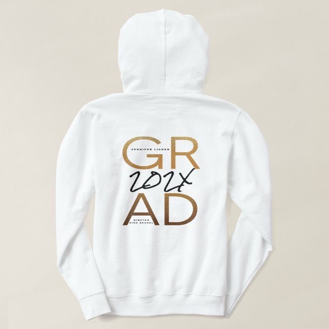 Black Yellow Foil Grad Jahr Custom Chic Hoodi Hoodie (Design Rückseite)