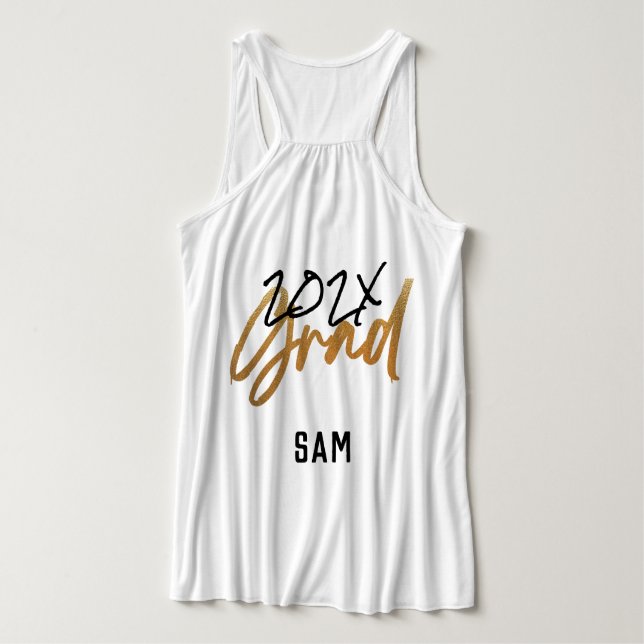 Black Yellow Foil Grad Jahr Custom Chic Tank Top (Design Rückseite)