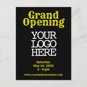 Black Yellow Grand Opening   Logo  Kunde lädt ein Postkarte