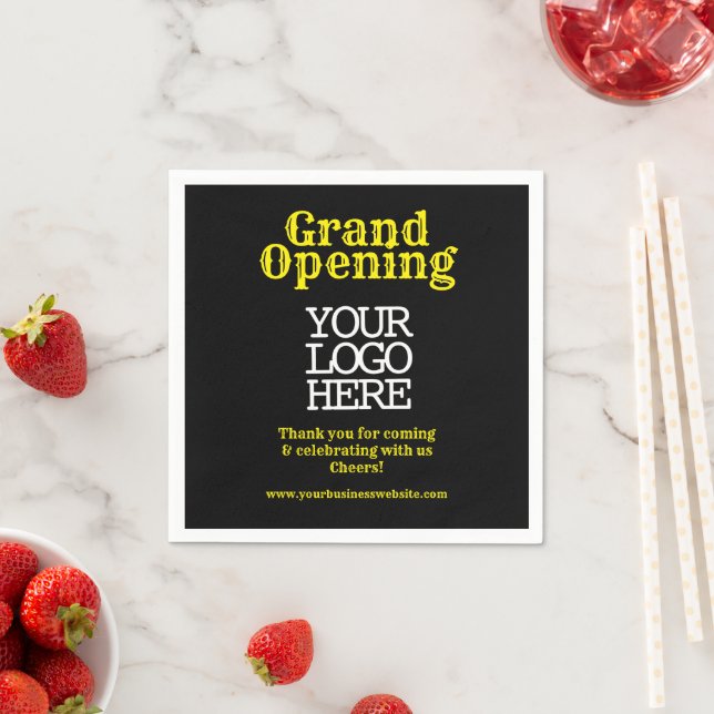 Black Yellow Grand Opening | Logo Serviette (Beispiel)
