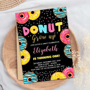 Black Yellow Green Donut Geburtstagseinladungen Einladung