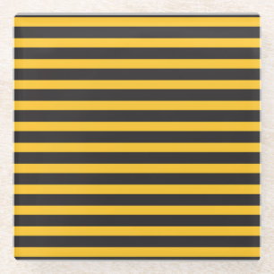 Black Yellow Horizontal Lines Geometric Bee Animal Glasuntersetzer