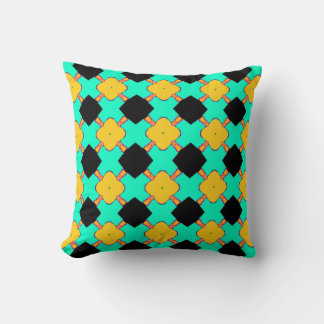 BLACK & YELLOW LATTICE MIT AQUA, GREIFPILLOW KISSEN