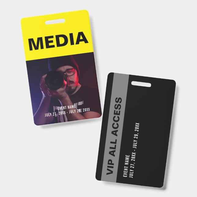 Black & Yellow Media All Access Pass ID Ausweis (Vorder- & Rückseite)