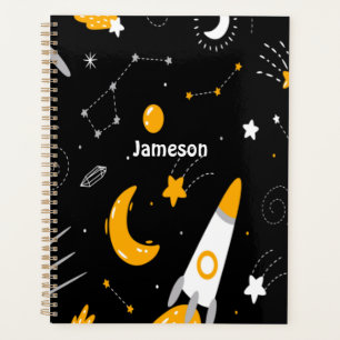 Black Yellow Night Sky Weltraumrakete Planer