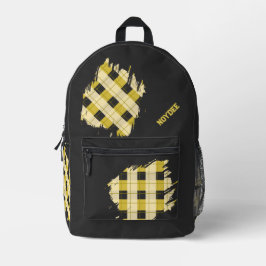 Black, Yellow Plaid Patches, Name  Bedruckter Rucksack