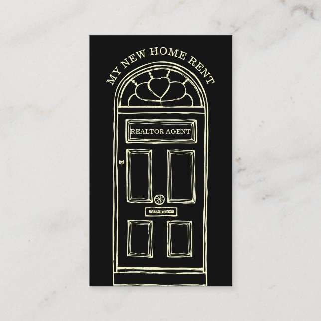 Black Yellow Real Anwesen Agent Broker Neue Zuhaus Visitenkarte (Vorderseite)