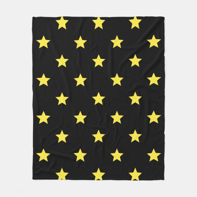 Black Yellow Star Art-Deko Classic Retro Muster Fleecedecke (Vorderseite)