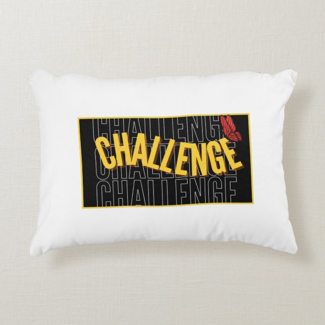 Black Yellow Typography Challenge Accent Pillow Dekokissen (Vorderseite)