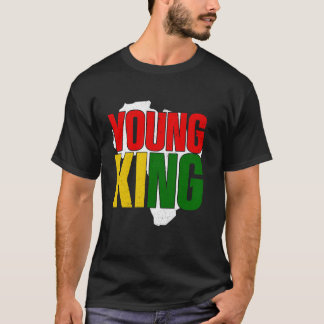 Black Young King Black History Mont Kinder Afro Bo T-Shirt