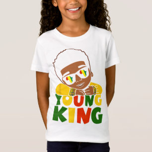 Black Young King Black History Mont Kinder Afro Bo T-Shirt