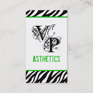 Black Zebra Print Green Interior Business Card Visitenkarte