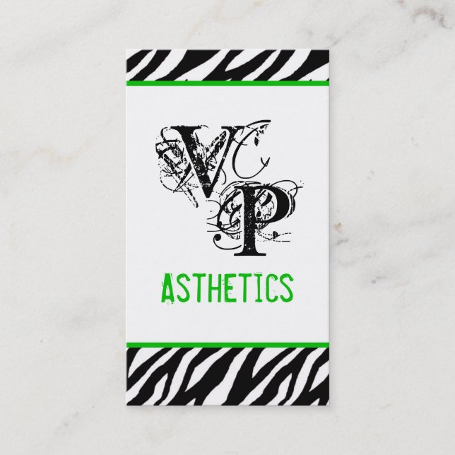 Black Zebra Print Green Interior Business Card Visitenkarte (Vorderseite)