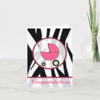 Black Zebra Print / Pink Baby Herzlichen Glückwuns