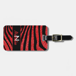 Black Zebra Stripes Name Aquamariner Glitzer Gepäckanhänger