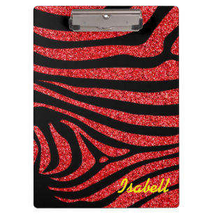 Black Zebra Stripes Name Aquamariner Glitzer Klemmbrett