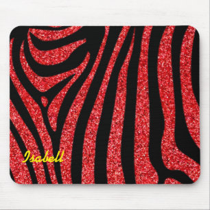 Black Zebra Stripes Name Aquamariner Glitzer Mousepad