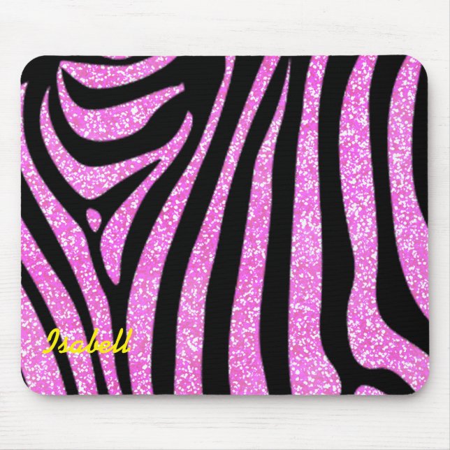 Black Zebra Stripes Name Aquamariner Glitzer Mousepad (Vorne)