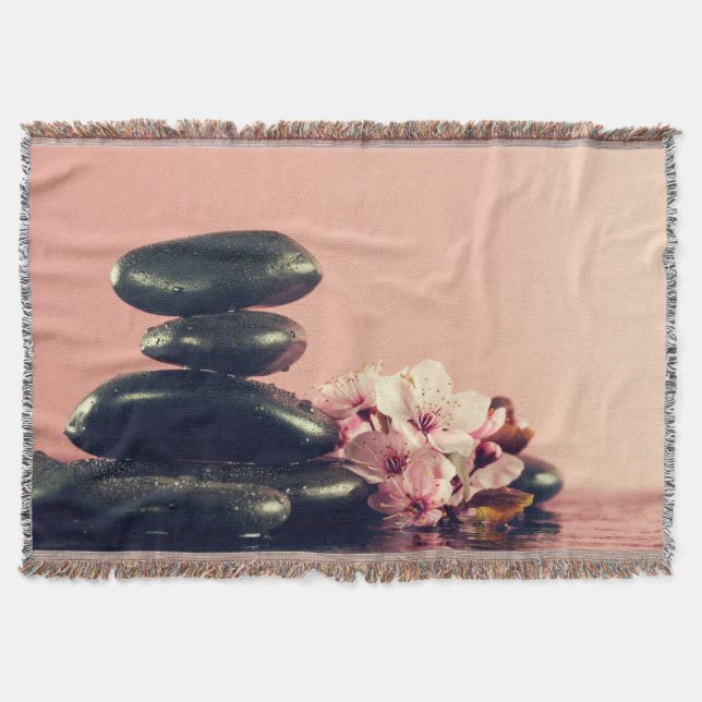 Black Zen Stones Blume Decke (Vorderseite)