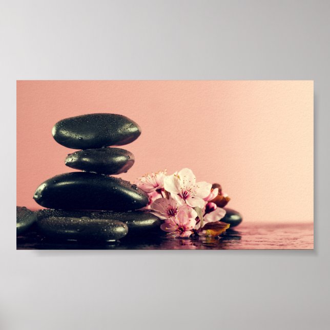 Black Zen Stones Blume Poster (Vorne)
