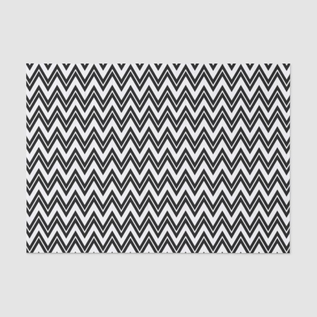 Black Zigzag Zickzack über weißem Hintergrund Seidenpapier (Vorderseite)