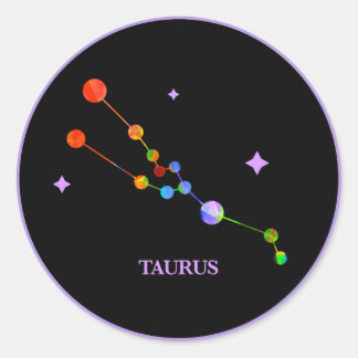 Black Zodiac Taurus Regenbogenaufkleber Runder Aufkleber