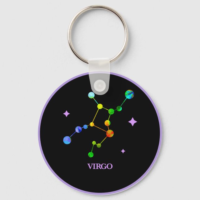 Black Zodiac Virgo Rainbow Schlüsselanhänger (Vorderseite)