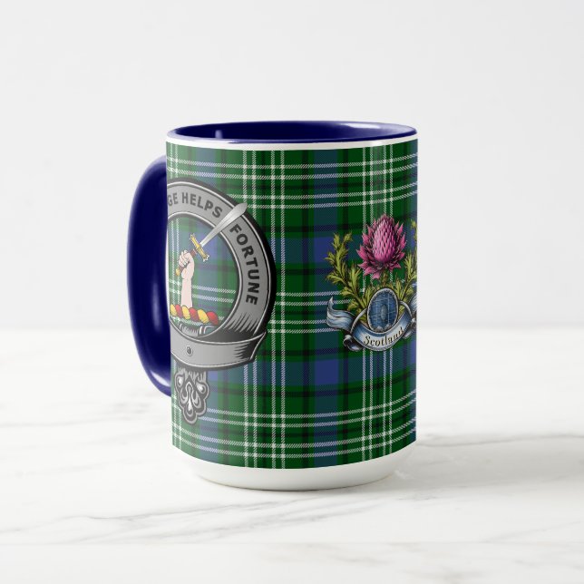 Blackadder Clan Abzeichen & Tartan Tasse (Vorderseite Links)