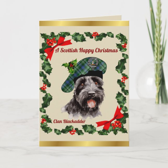 Blackadder Scottie Dog Personalisiert Xmas Karte (Vorderseite)