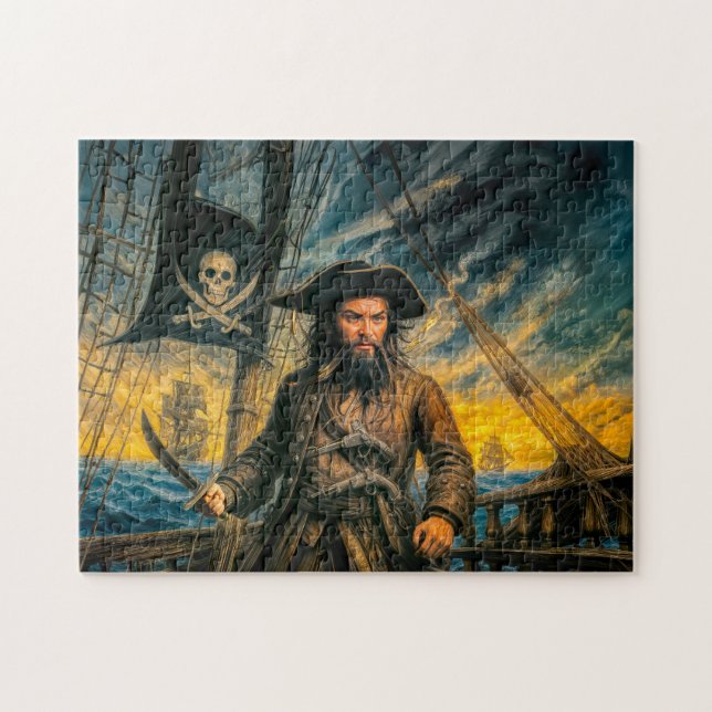 Blackbeard Pirate Storm Portrait Puzzle (Horizontal)