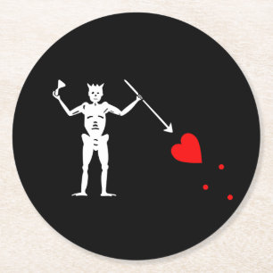 Blackbeard Piraten-Flaggen-Papier-Untersetzer Runder Pappuntersetzer