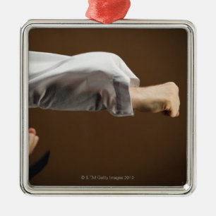 Blackbelt, das vorderen Durchschlag tut Silbernes Ornament