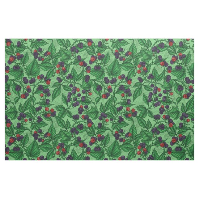 BlackBerry auf grün Stoff (Fat Quarter (45,7 x 55,9 cm))