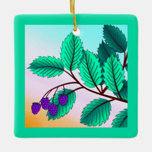 BlackBerry auf Zweig Keramikornament