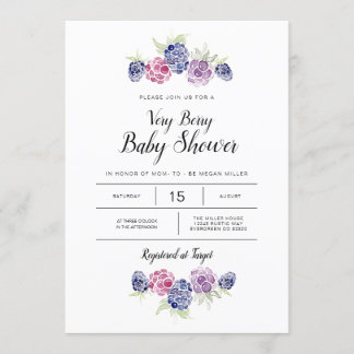 BlackBerry Baby Shower | Aquarellberries Einladung