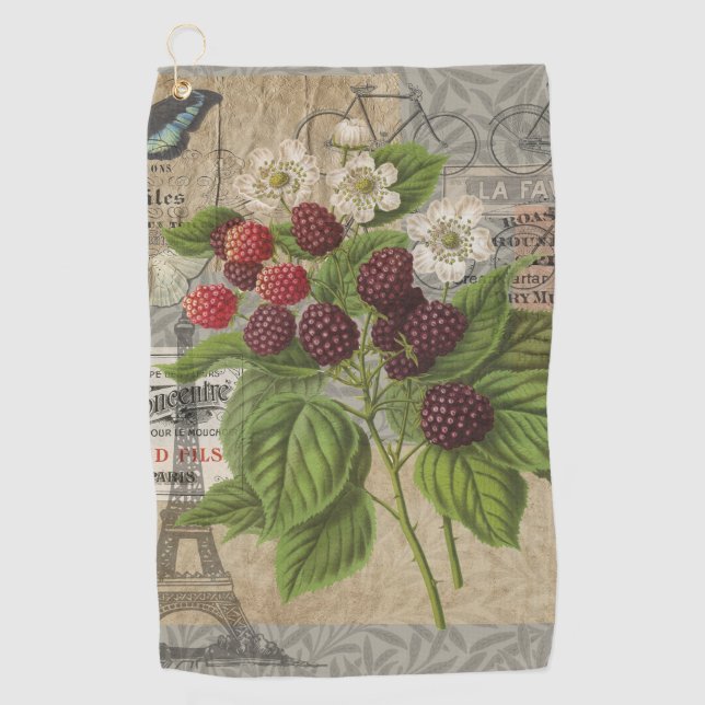 BlackBerry Blumengarten Blume Schmetterling Kunst Golfhandtuch (Vorderseite)