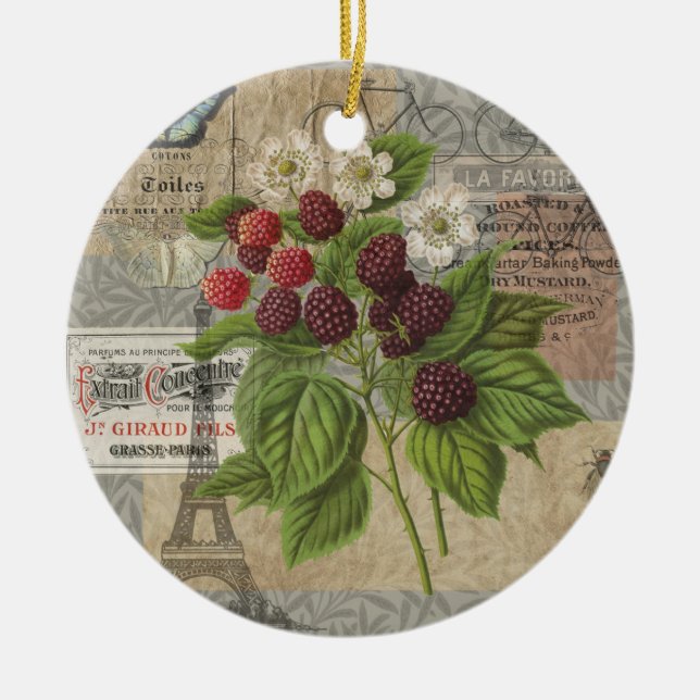 BlackBerry Blumengarten Blume Schmetterling Kunst Keramik Ornament (Vorne)